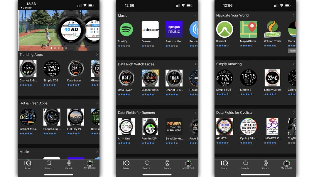 Im Store namens Garmin Connect IQ findet Ihr zahlreiche Apps, Watchfaces und Datenfelder für die Forerunner 955. Garmin Forerunner 955 Screenshot
