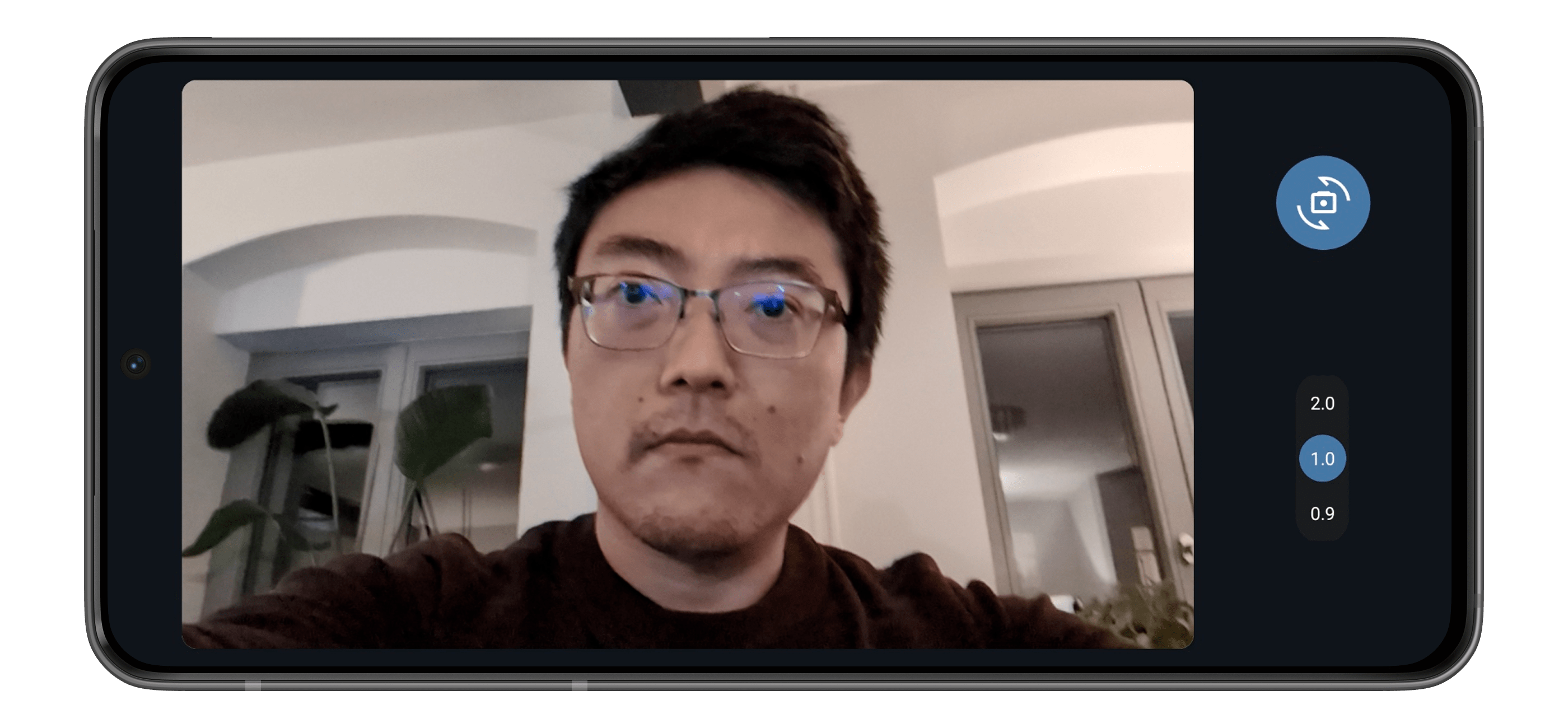 Screenshot showing the webcam preview on the Pixel phone.