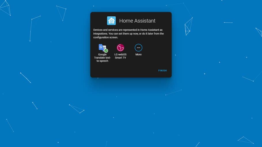 The final screen of the initial setup steps shows devices that were detected automatically on your network.