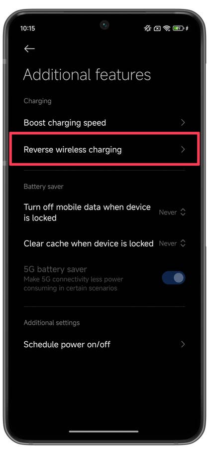 Xiaomi reverse wireless charging