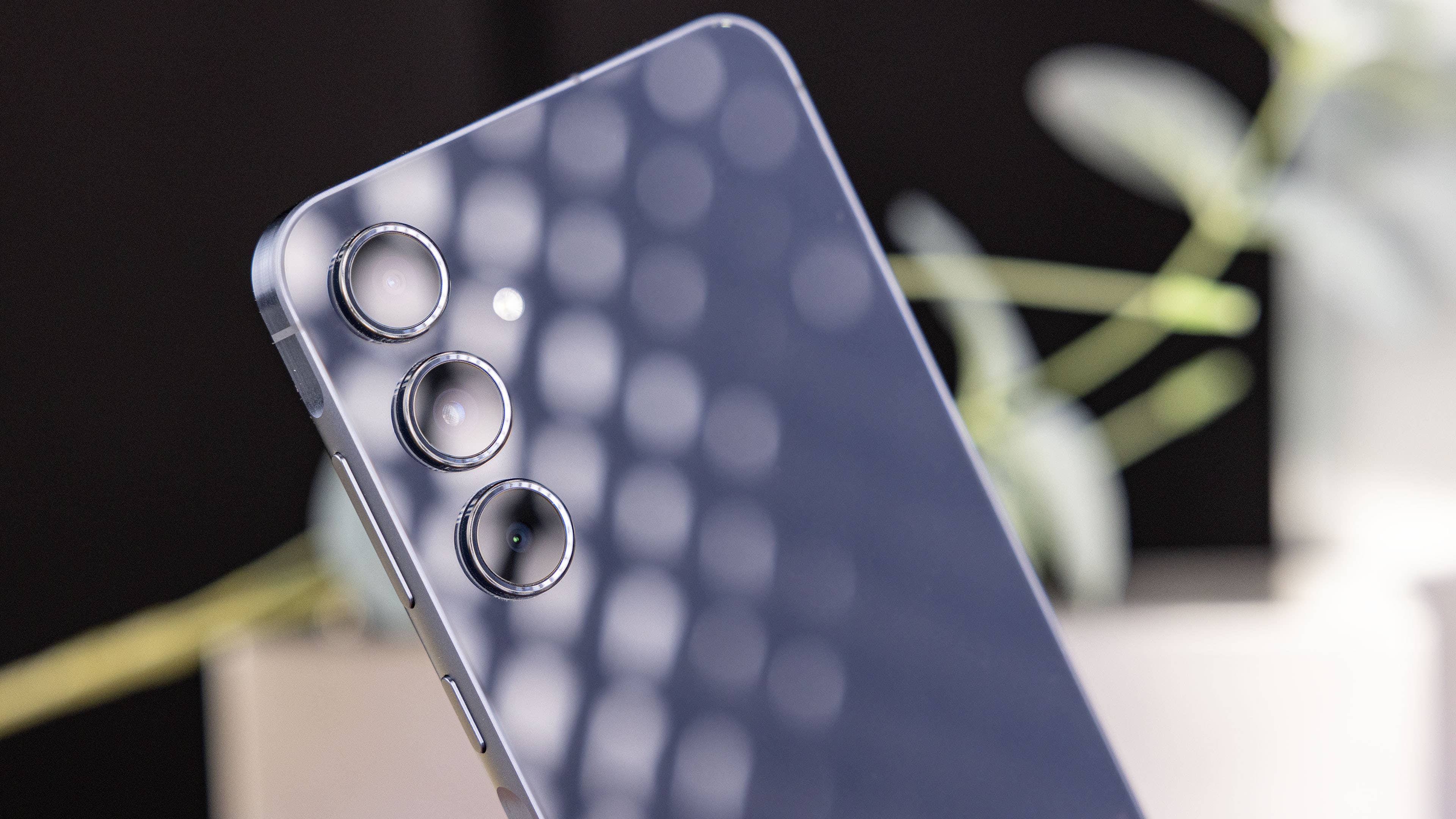 Samsung Galaxy A55 camera module viewed up close