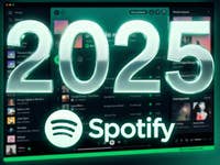 A blurry screenshot of the Spotify interface, with a big 2025 and a Spotify logo in the foreground.