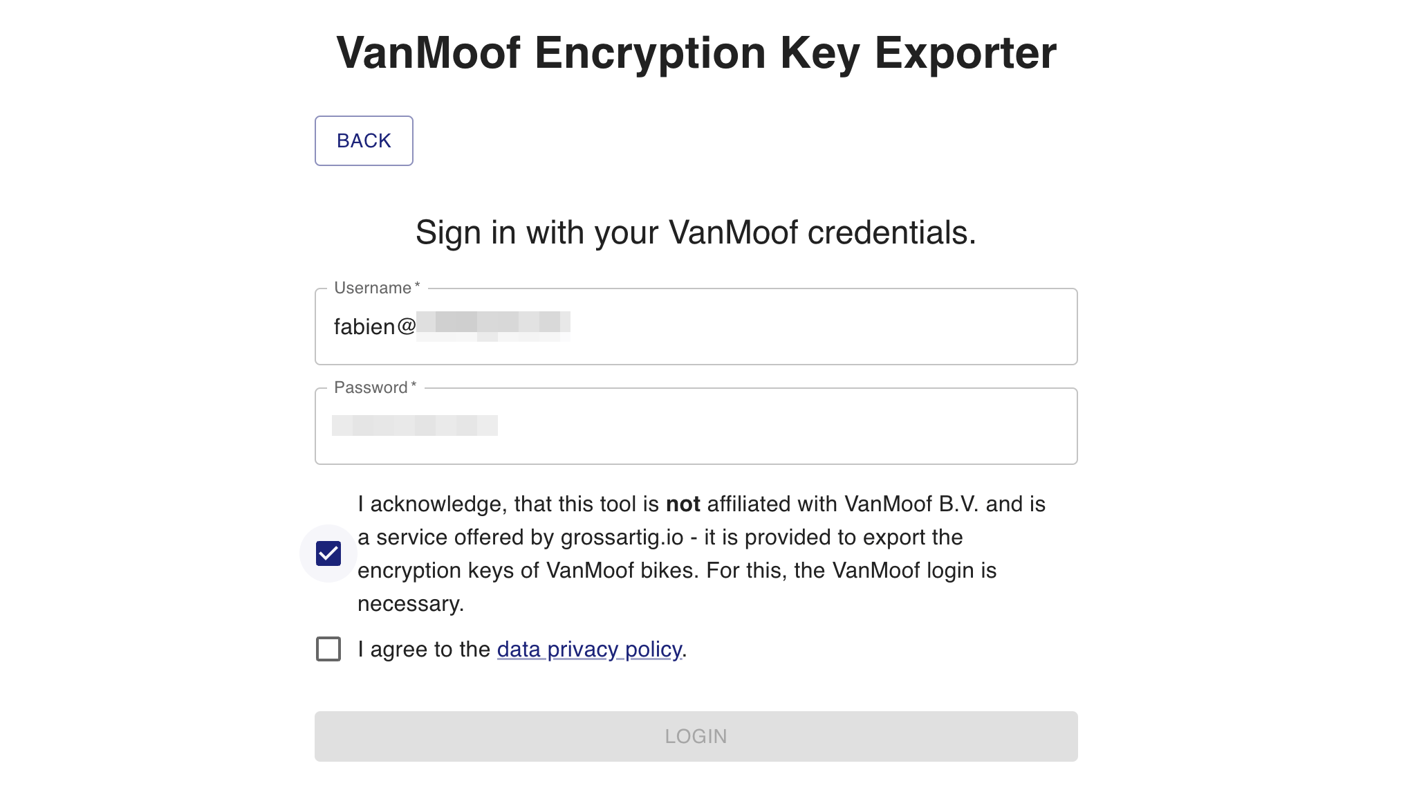 Vanmoof Encyption Key Extractor Screenshot Vanmoof Encyption Key Extractor Screenshot