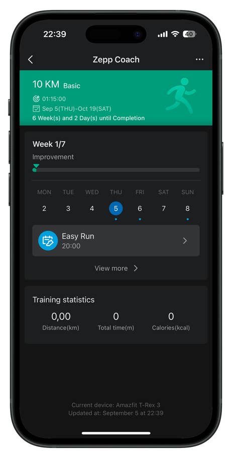 Amazfit T-Rex 3 Zepp app UI