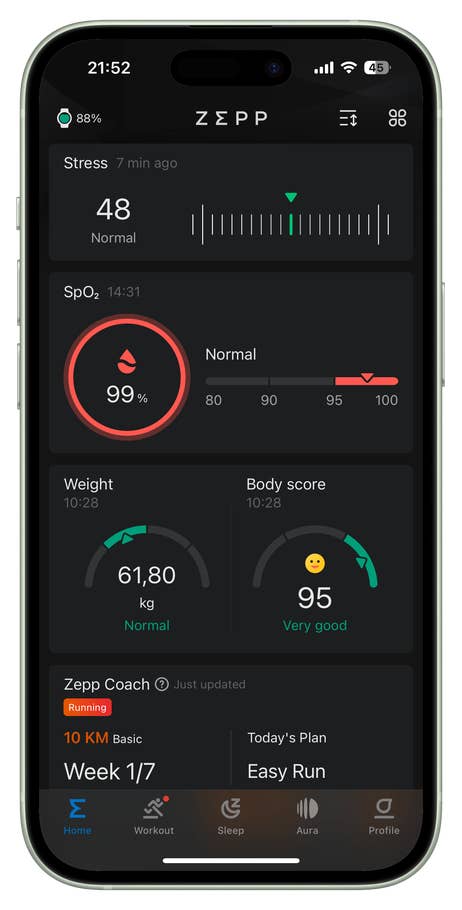 Amazfit T-Rex 3 Zepp app UI