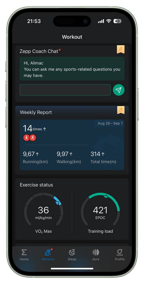 Amazfit T-Rex 3 Zepp app UI