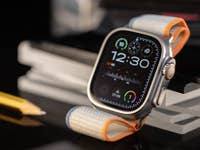 Apple Watch Ultra 2 side view with standard watch face