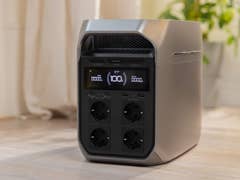 EcoFlow Delta 3 Plus portable power station with multiple outlets and a digital display.