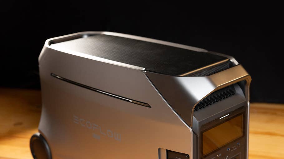 EcoFlow Delta Pro 3 portable power station with a sleek design and control panel.