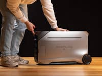 EcoFlow Delta Pro 3 Portable Power Station A person adjusting the EcoFlow Delta Pro portable power station.
