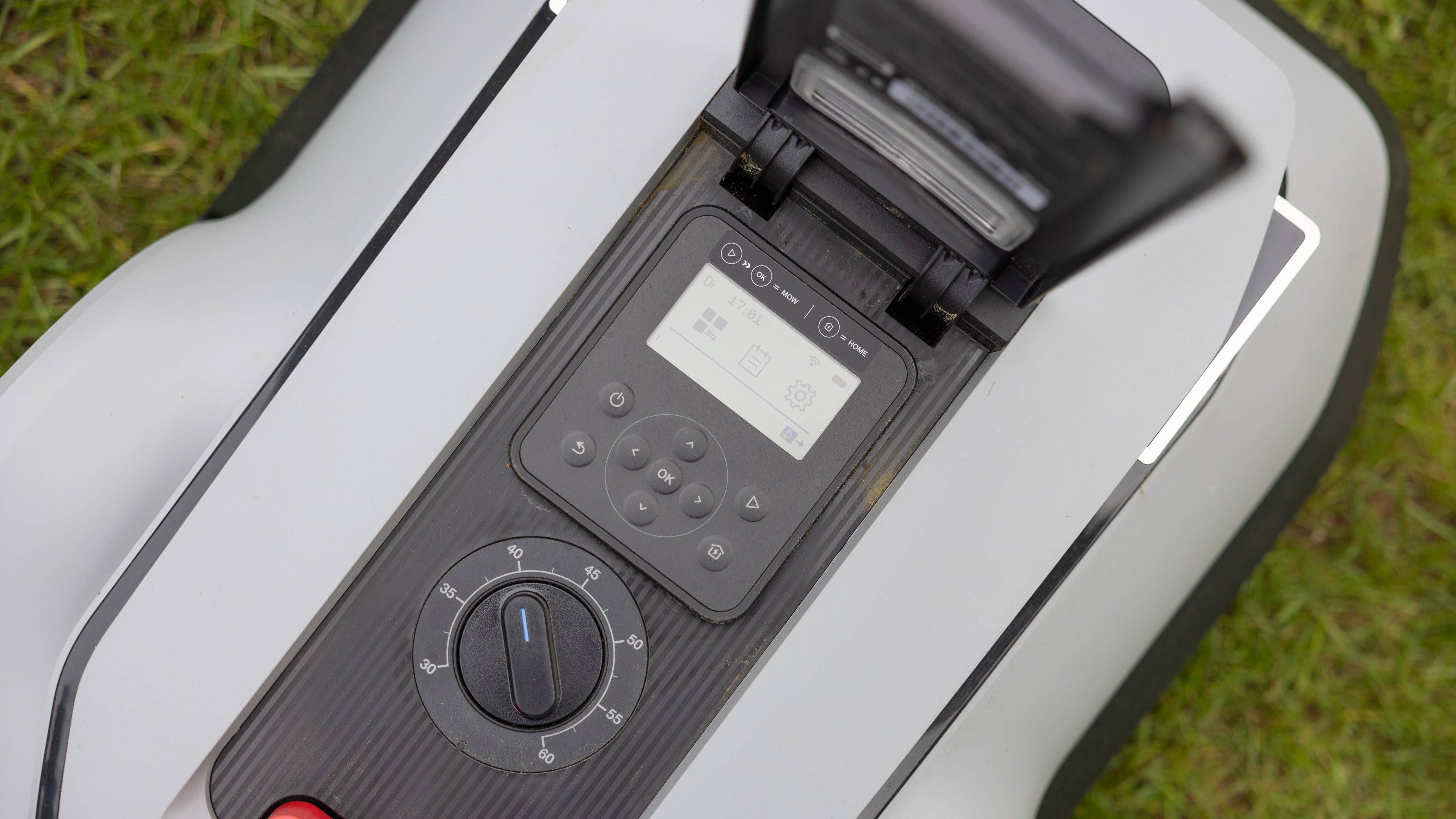 You can locate controls for the Ecovacs Goat G1-800 under the hood.