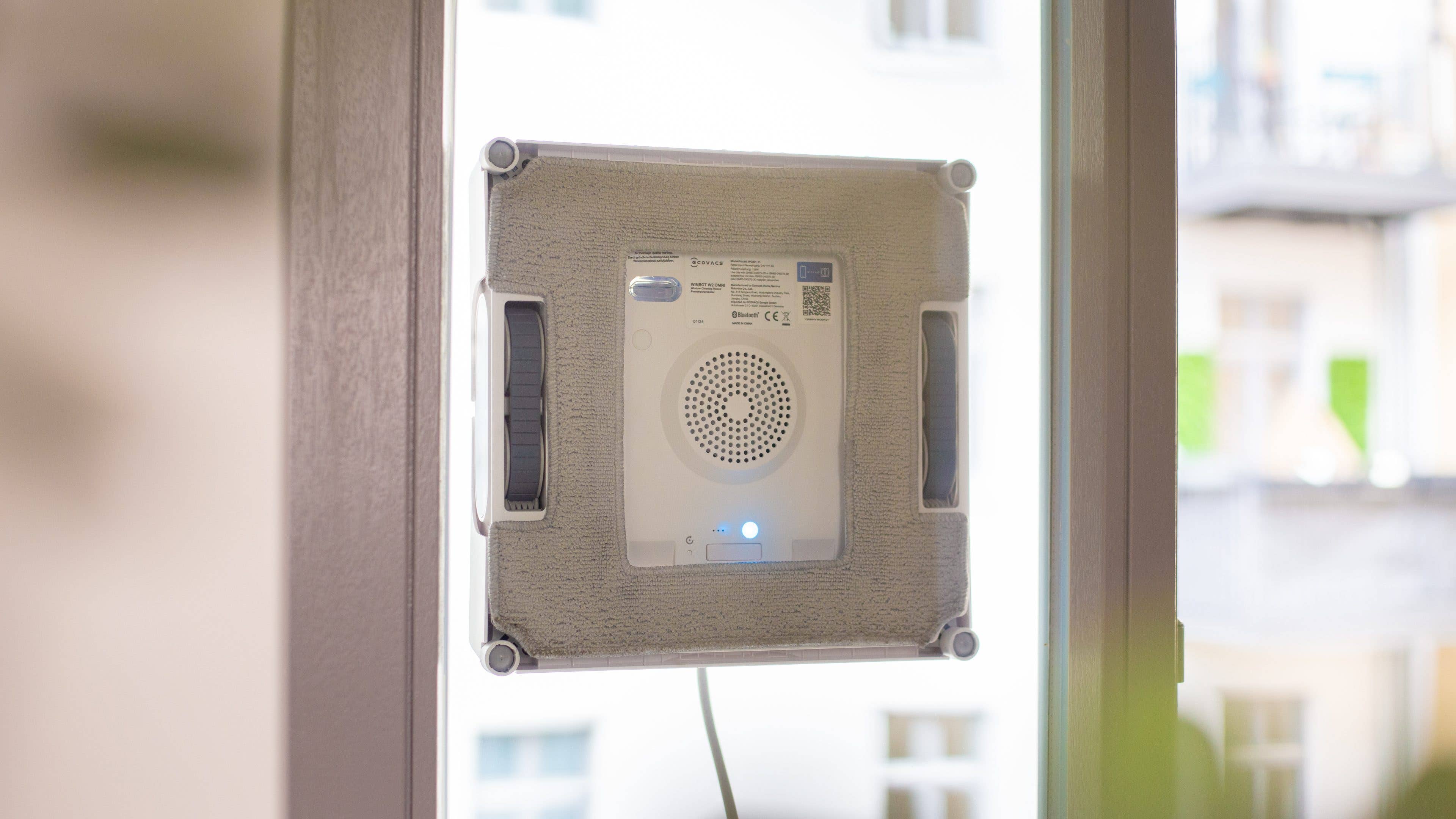 The Winbot W2 Omni is like Spiderman, remaining stuck to your window with a strong suction power.