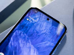 Google Pixel 8a selfie camera viewed up close