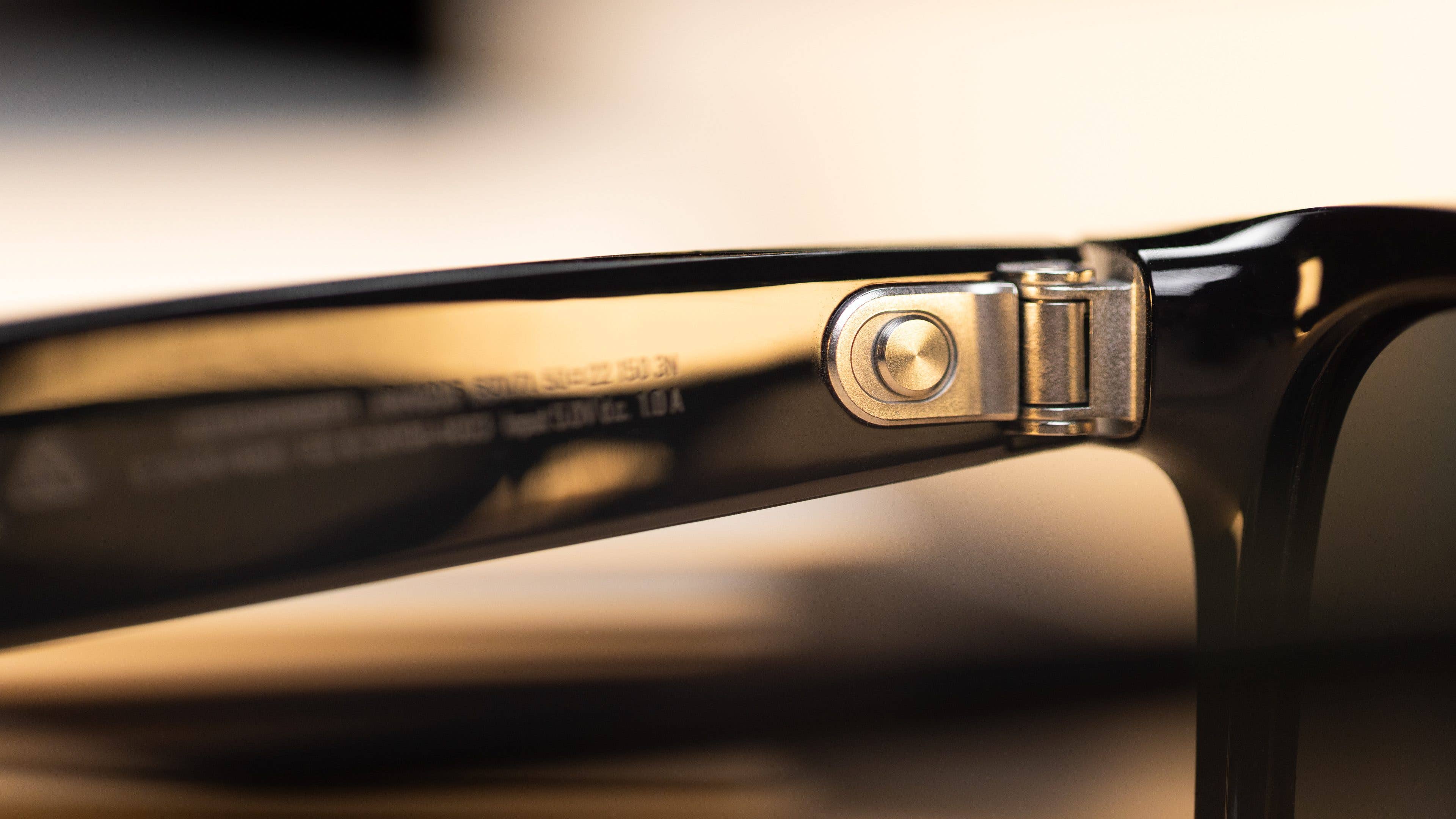 Meta Smart Glasses power button in detail