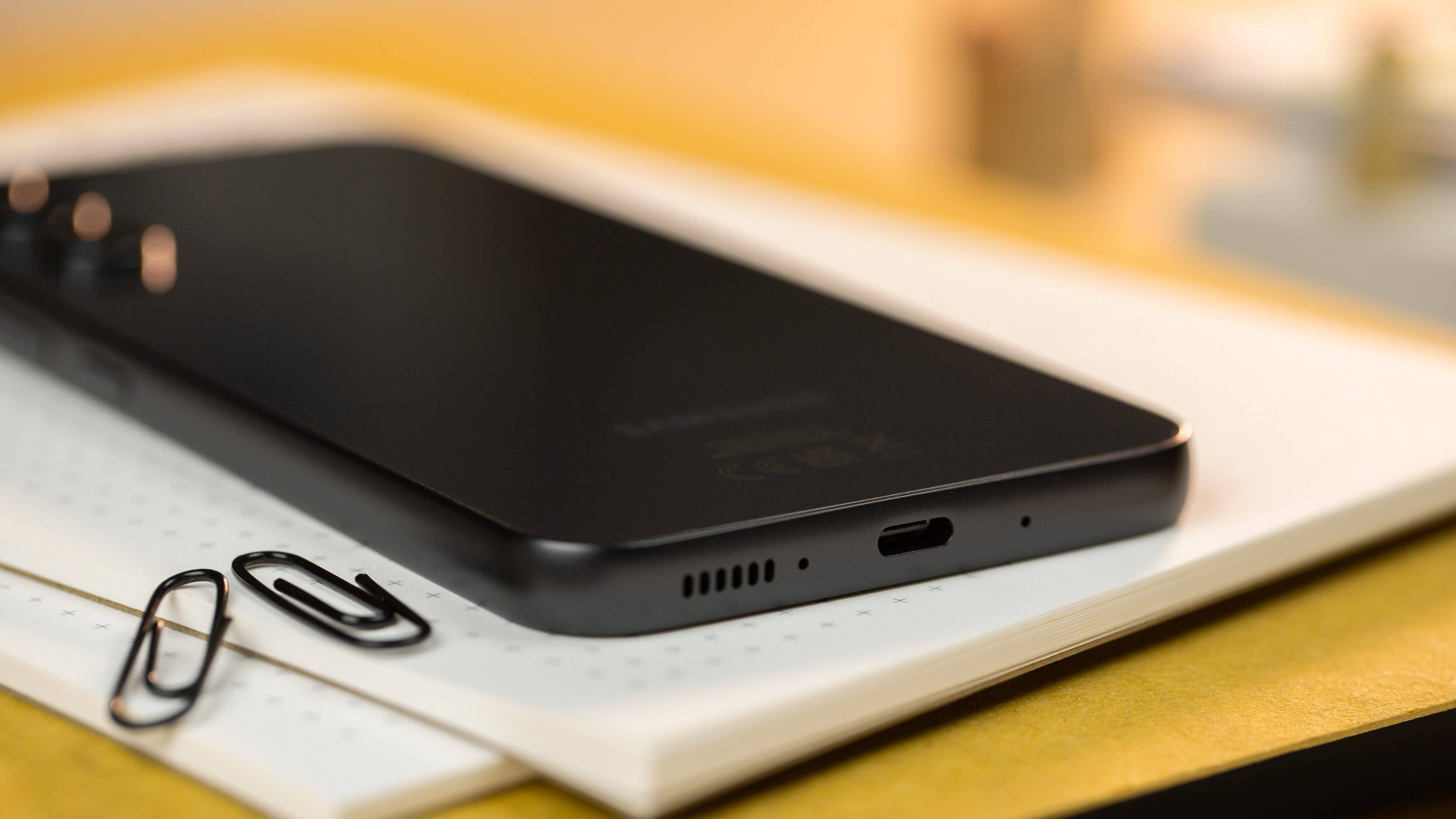 Samsung Galaxy A54 USB-C port highlighted Samsung Galaxy A54 USB-C port highlighted