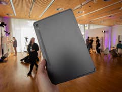 The strip on the back left of the Samsung Galaxy Tab S9 Ultra is used to attach the S Pen.