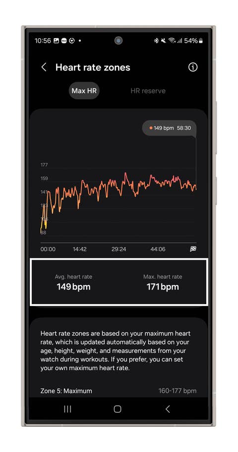 Screenshots of the Samsung Galaxy Watch Ultra Health App