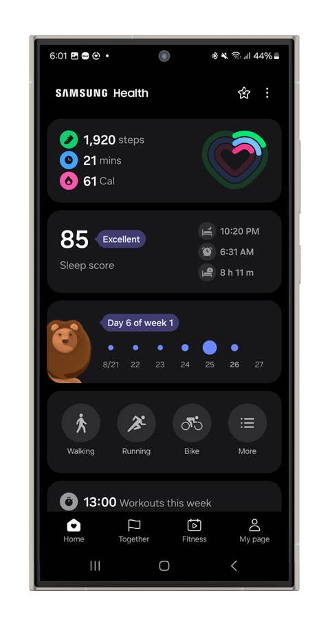 Screenshots of the Galaxy Watch Ultrau0027s sleep tracking measurements.