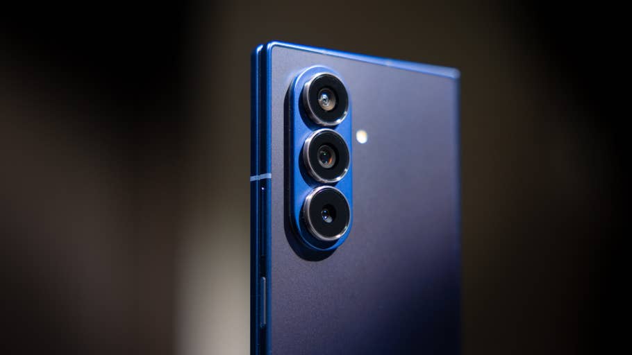 Close-up of the camera module on a Samsung Galaxy Z Fold7 smartphone.