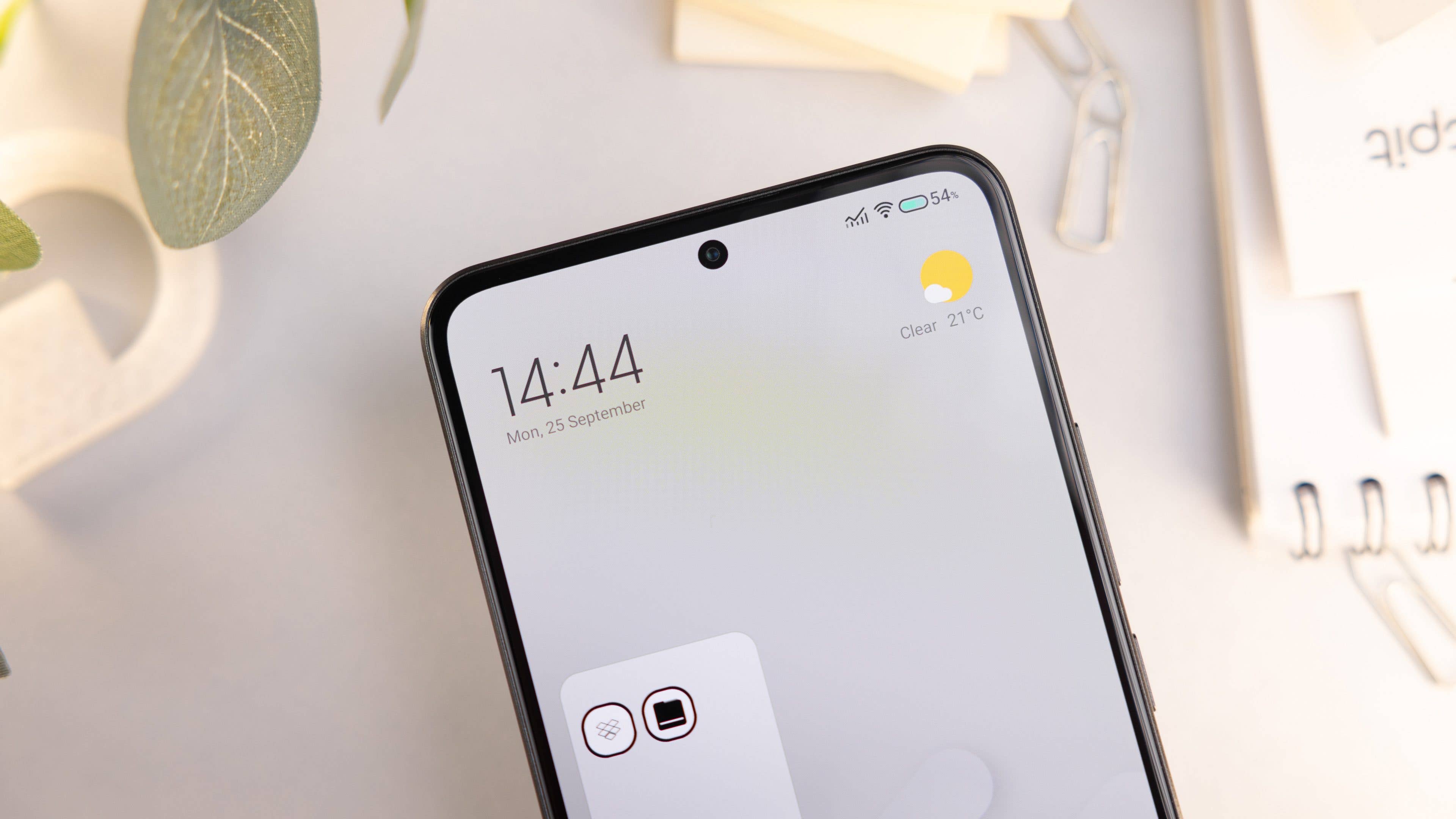 Xiaomi 13T Pro display up close showing the selfie camera notch Xiaomi 13T Pro display up close showing the selfie camera notch