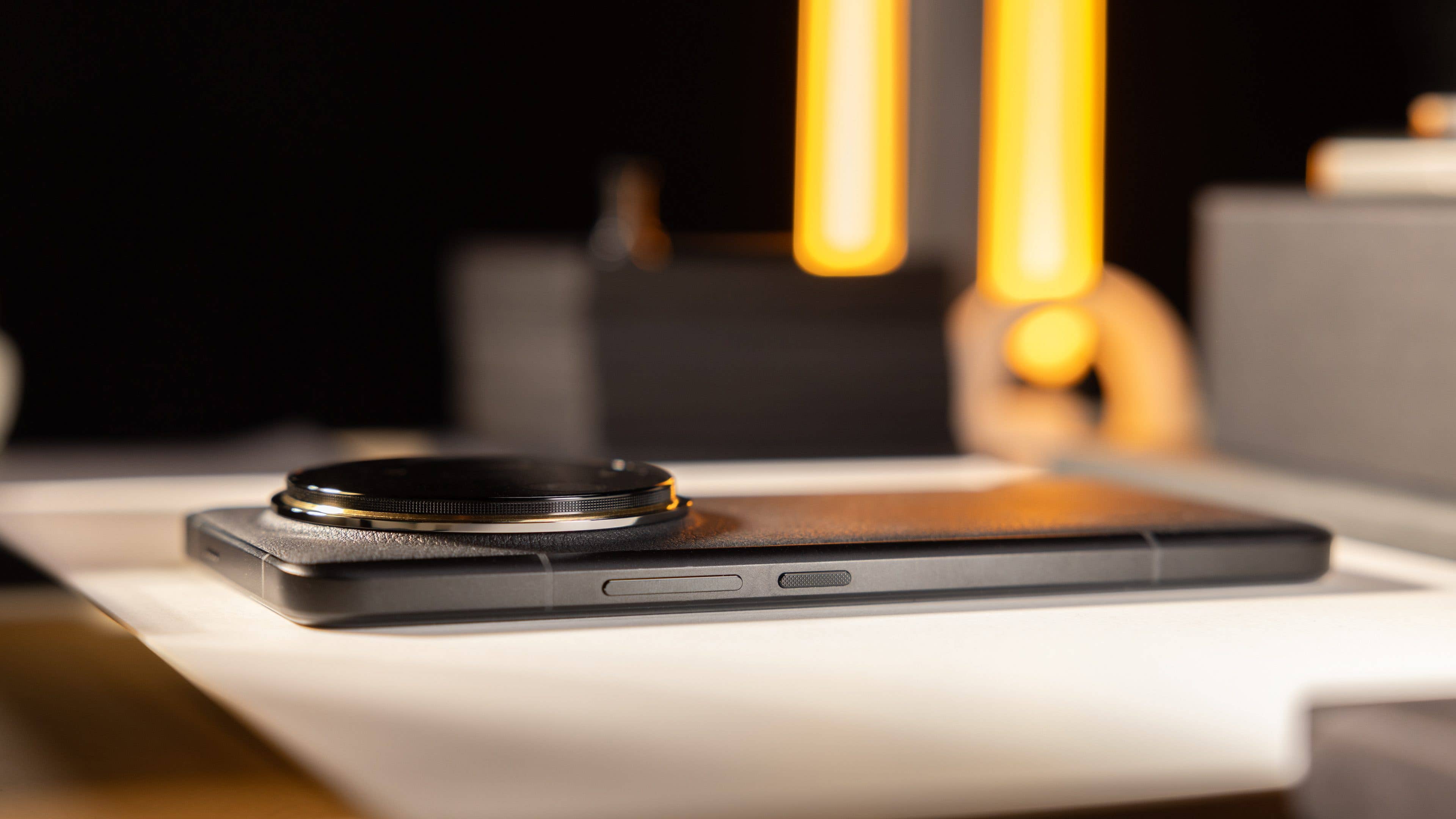 Side view of the Xiaomi 14 Ultra laid flat