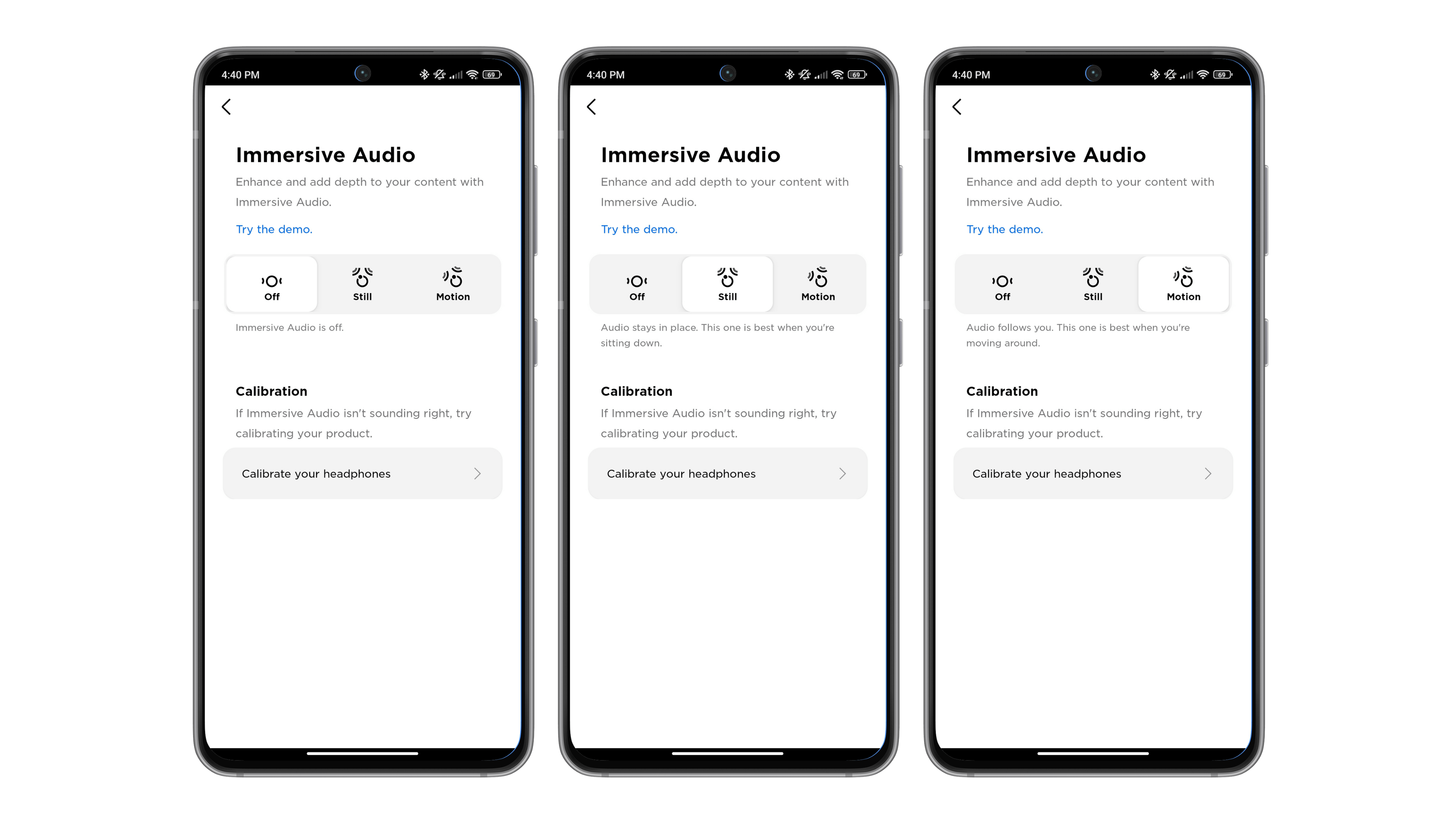 Immersive sound worked great in Still mode.