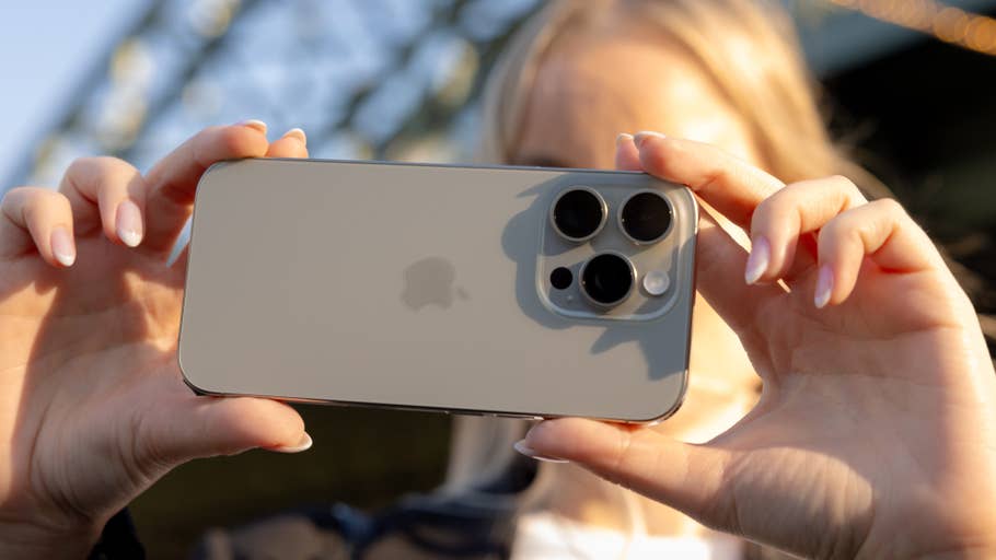 The iPhone 16 Pro with its cameras pointed, showing off the design and camera features.