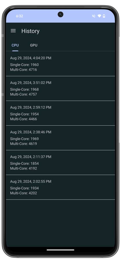 Screenshot from the Google Pixel 9 Pro benchmark results