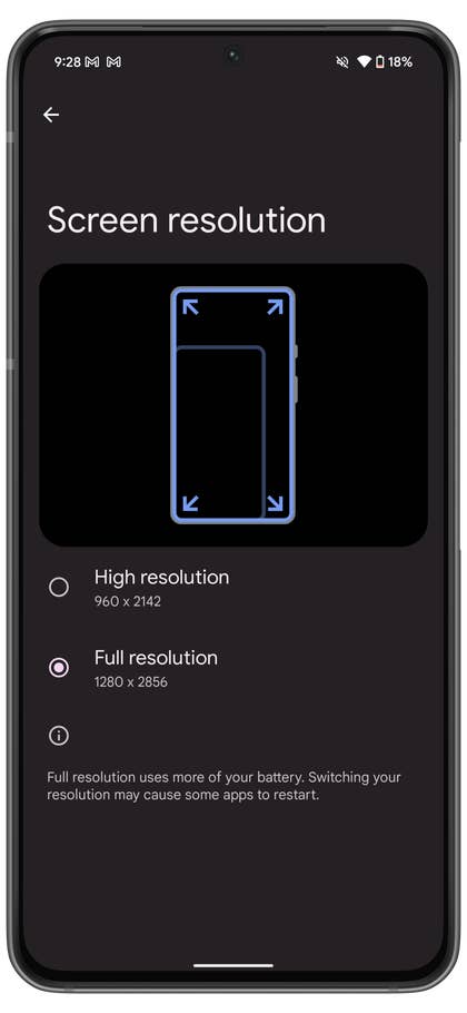 Screenshot from the Google Pixel 9 Pro