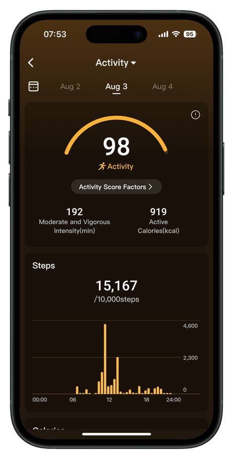 Screenshots of the RingConn Gen 2 Smart Ring app companion user interface.