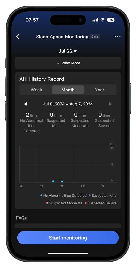 Screenshots of the RingConn Gen 2 Smart Ring app companion user interface.