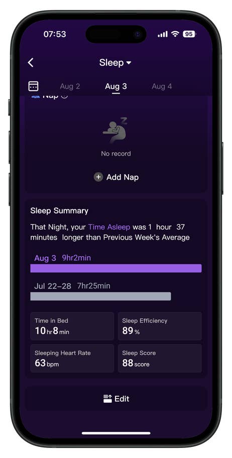 Screenshots of the RingConn Gen 2 Smart Ring app companion user interface.