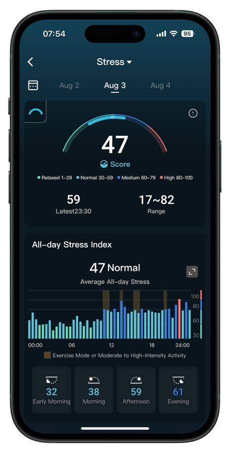 Screenshots of the RingConn Gen 2 Smart Ring app companion user interface.