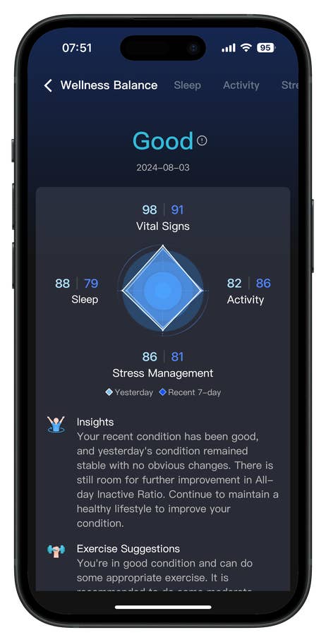 Screenshots of the RingConn Gen 2 Smart Ring app companion user interface.