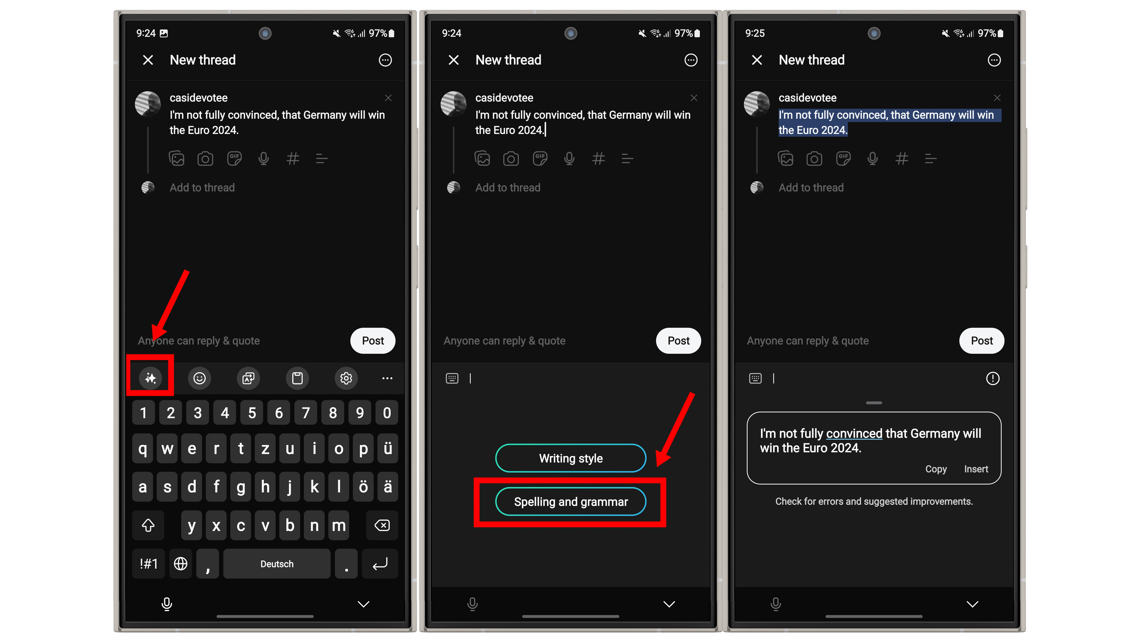 If you're unsure about the comma placement, Galaxy AI can help you out.