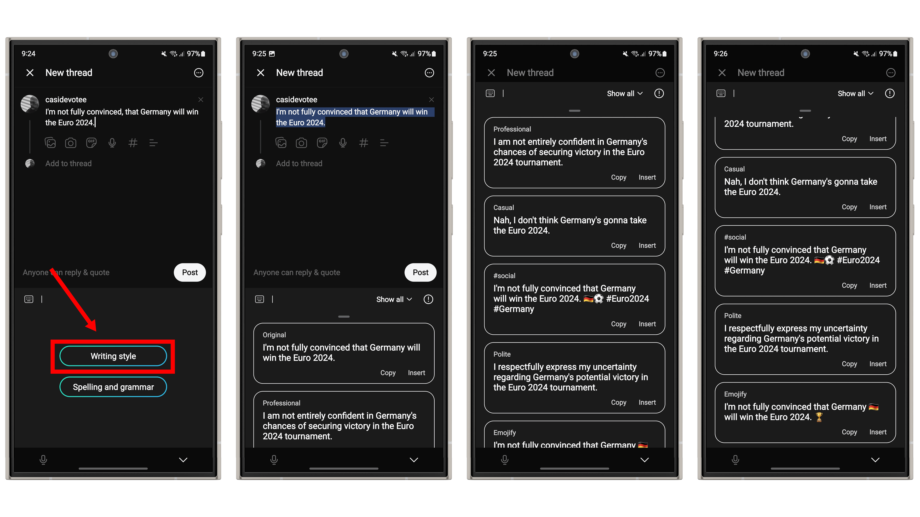 Let Galaxy AI change your text to suit the context!
