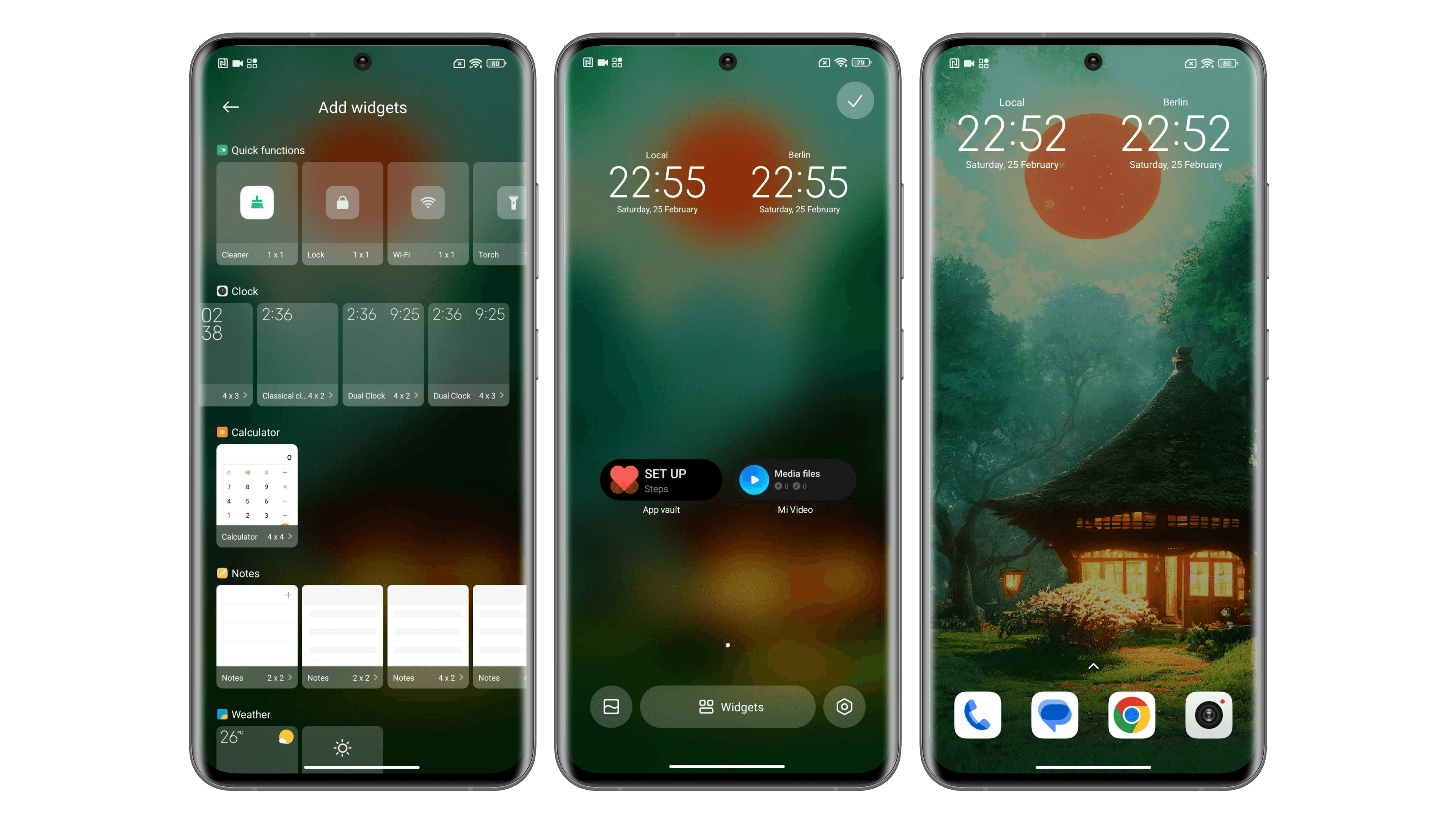 Screenshots Xiaomi 13 Pro dual clock widget on home screen