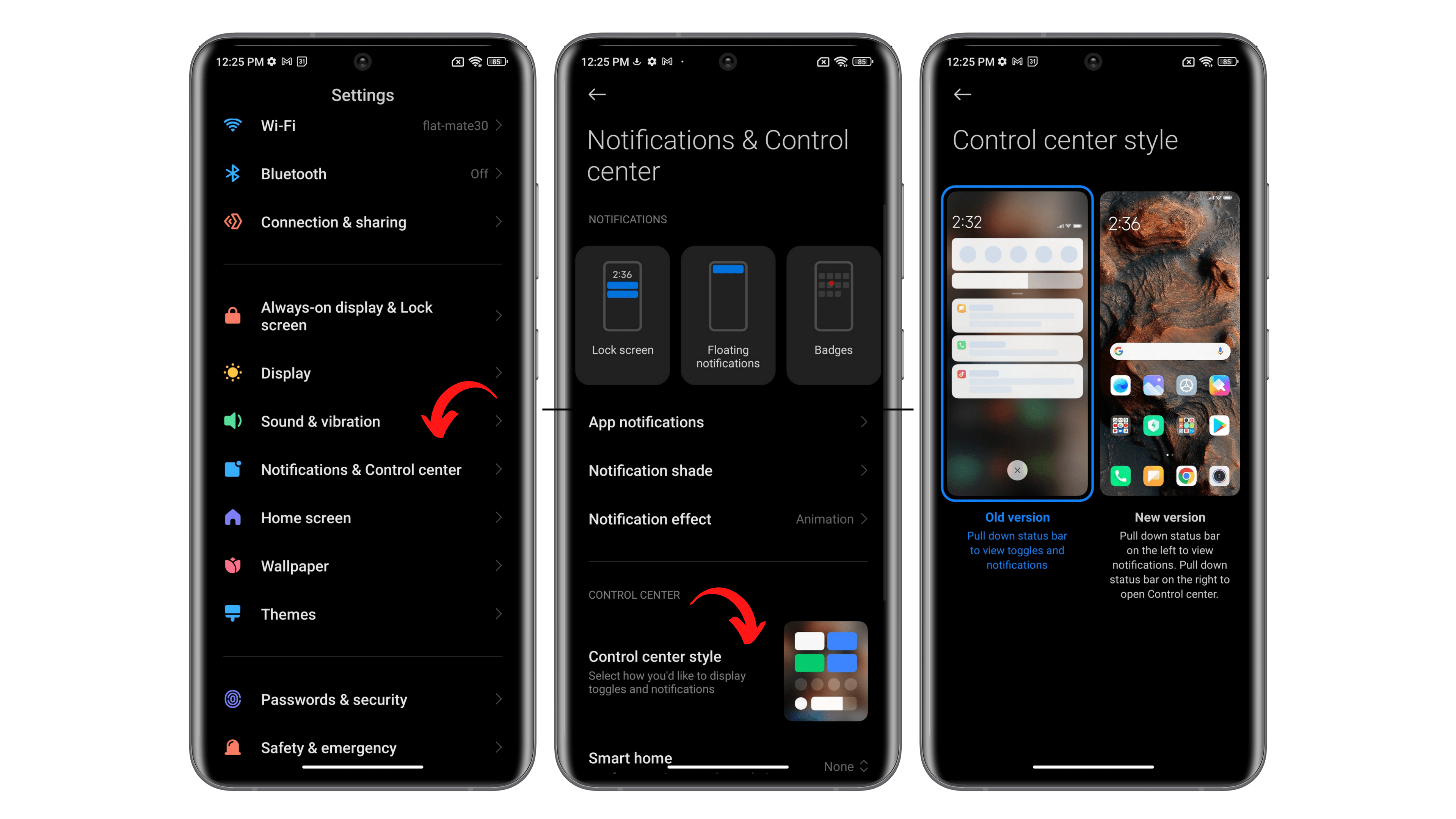 MIUI 13 separated the notification pane from the settings shortcuts