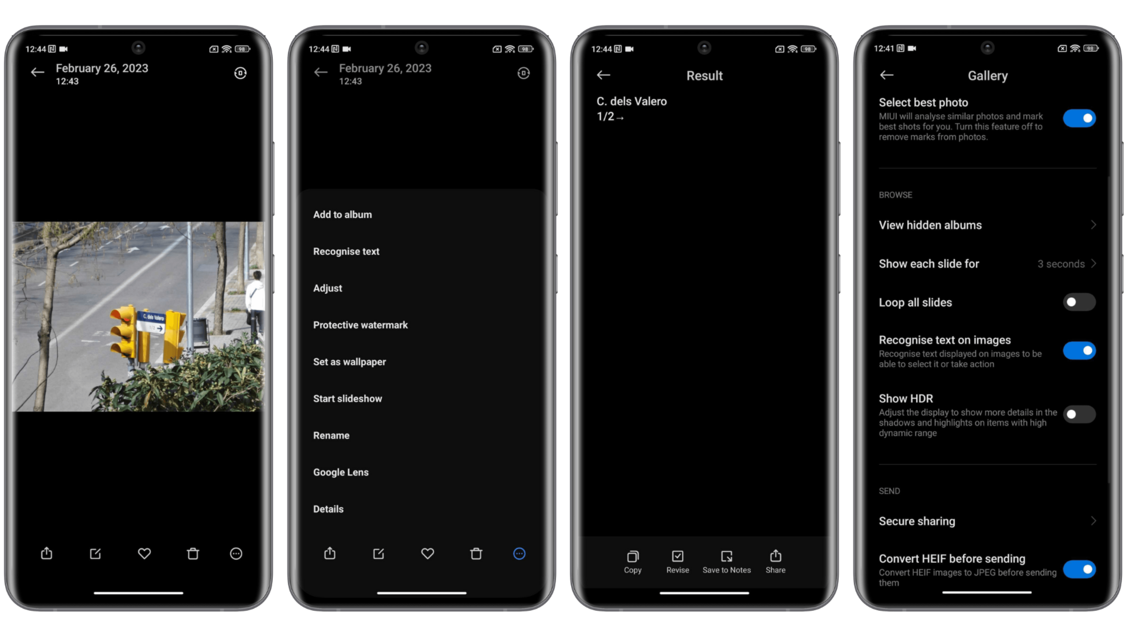 MIUI 14 screenshots function to recognize text and transcribe it into your photos.