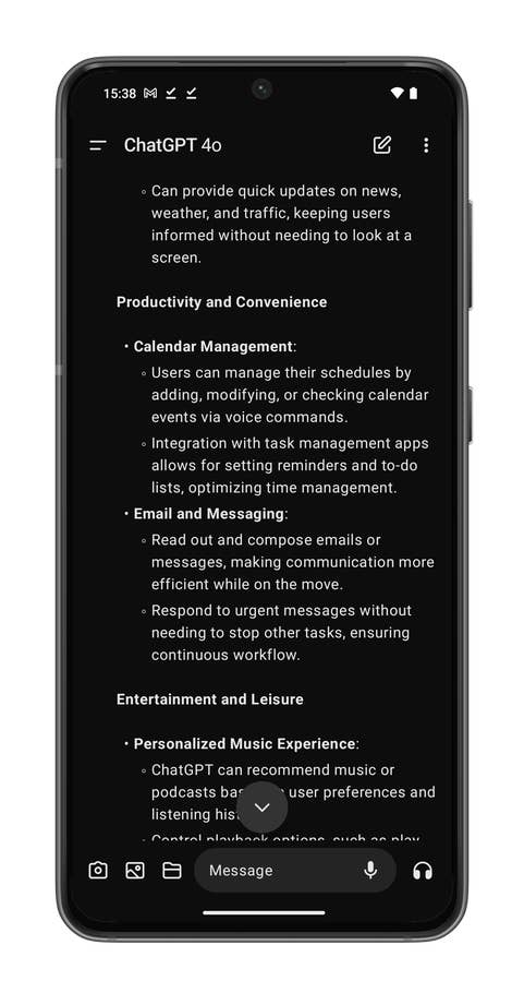 ChatGPT screenshots on the Nothing Phone (2).