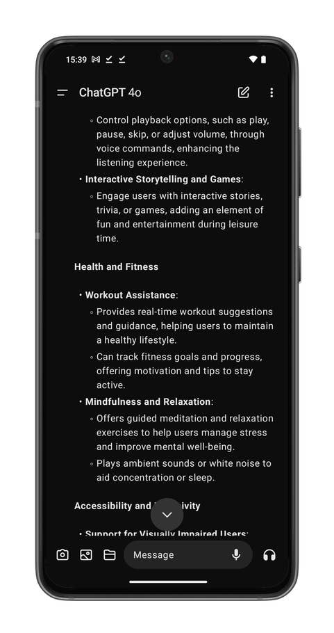 ChatGPT screenshots on the Nothing Phone (2).