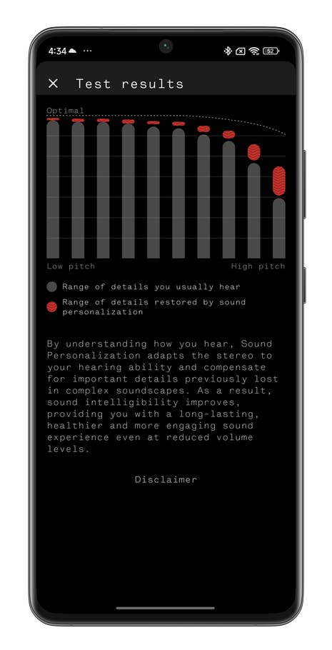 Nothing X app screenshot showing sound customization