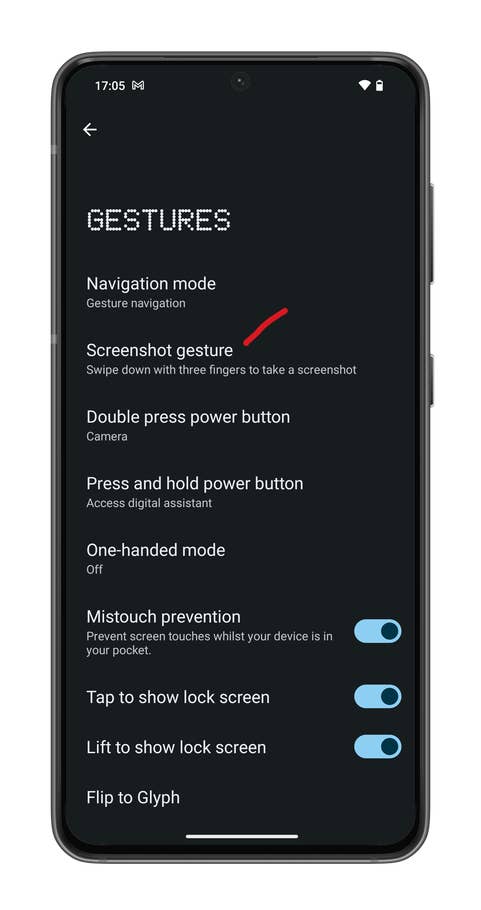 Nothing OS 2.5 screenshot showing how to use one-handed mode.
