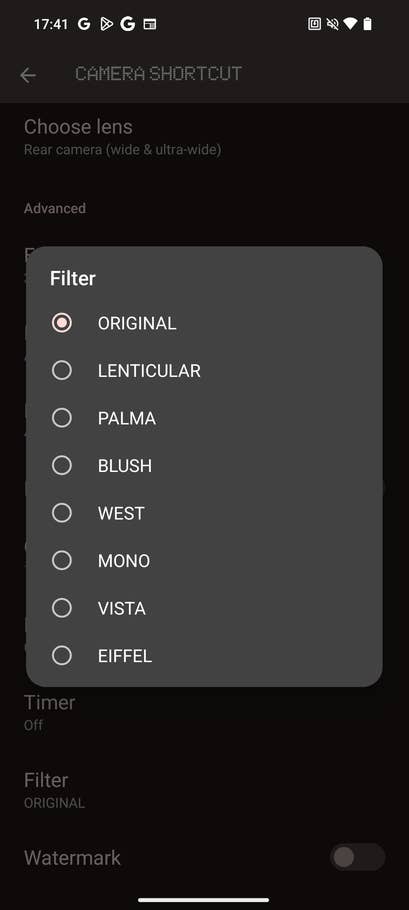 Nothing OS 2.5 screenshot showing how to save your camera app settings.