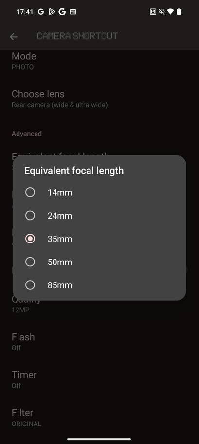 Nothing OS 2.5 screenshot showing how to save your camera app settings.