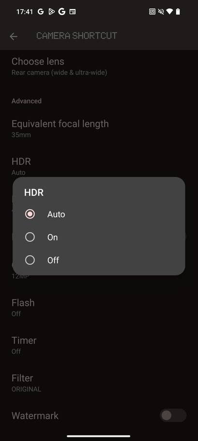 Nothing OS 2.5 screenshot showing how to save your camera app settings.