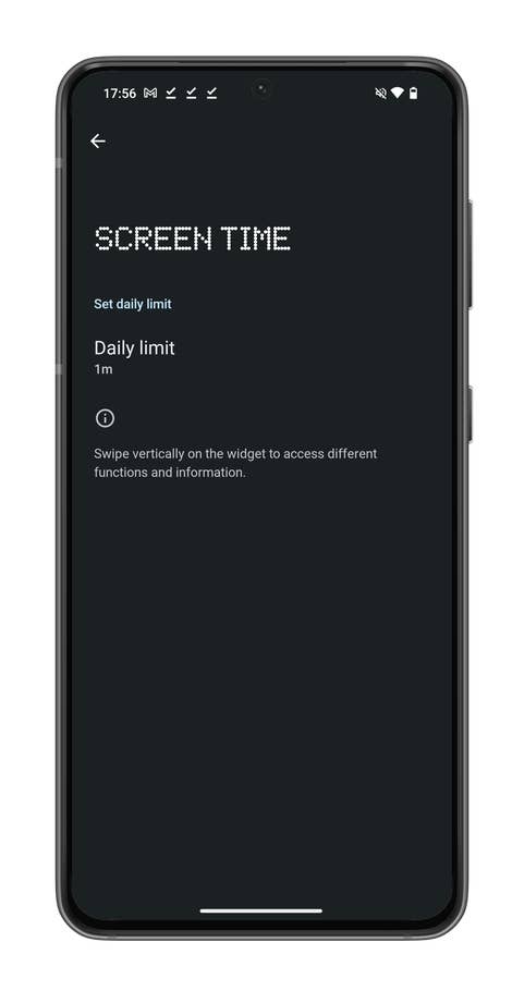 Nothing OS 2.5 screenshot showing how to monitor your screen time with a widget.