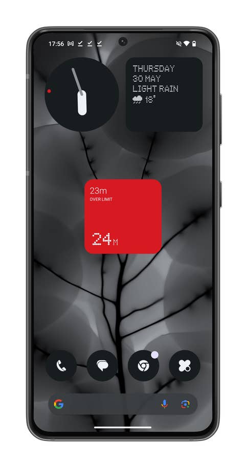 Nothing OS 2.5 screenshot showing how to monitor your screen time with a widget.