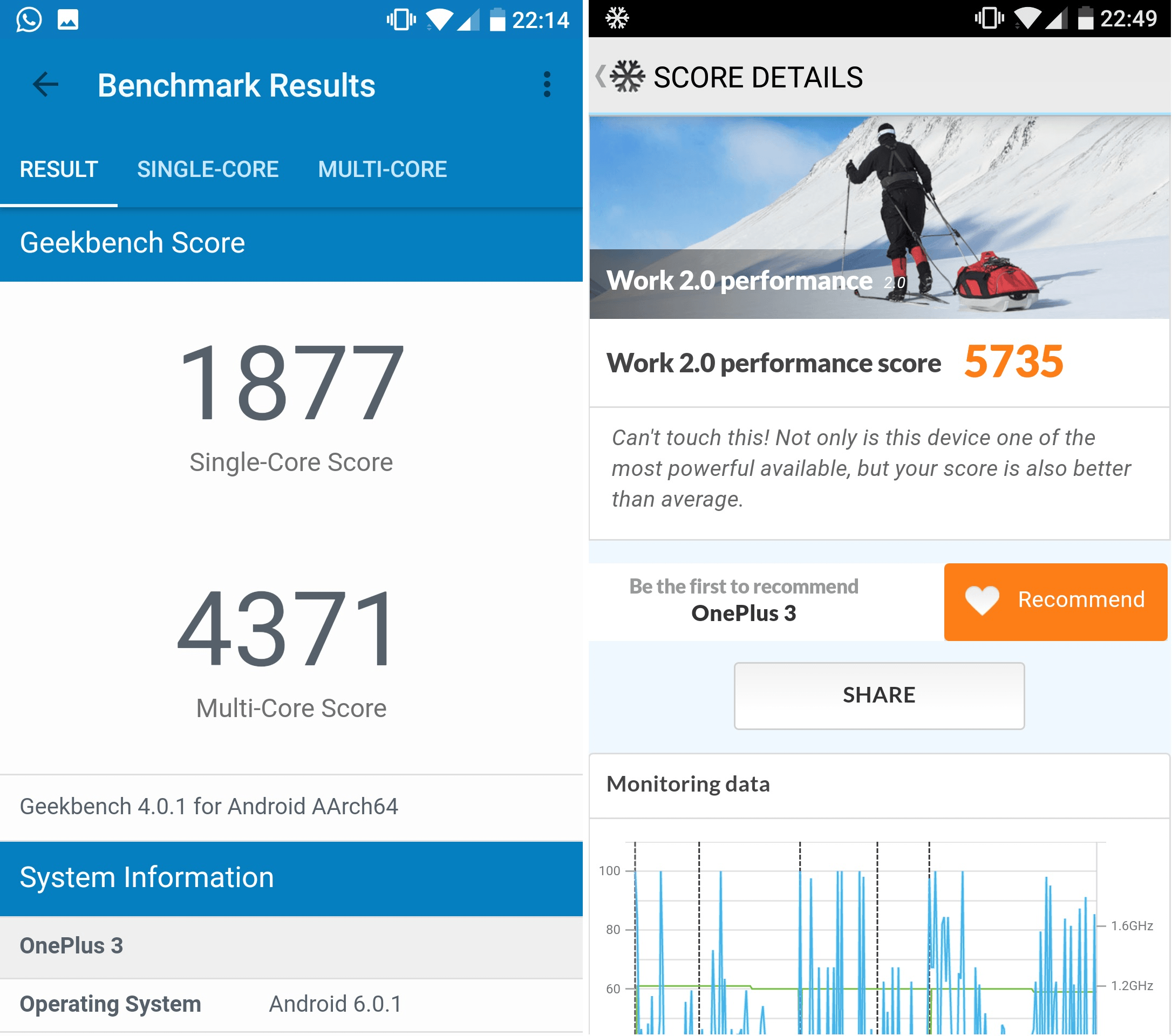 oneplus 3t benchmark scores