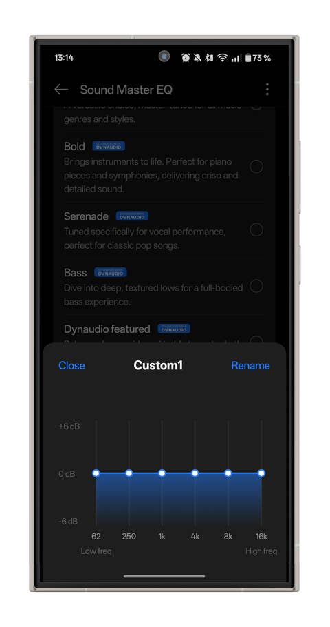 HeyMelody app interface showing Sound Master EQ options for the OnePlus Buds Pro 3.